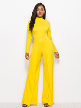 Load image into Gallery viewer, Long Sleeve Mock Neck Wide Leg Jumpsuit
