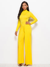 Load image into Gallery viewer, Long Sleeve Mock Neck Wide Leg Jumpsuit
