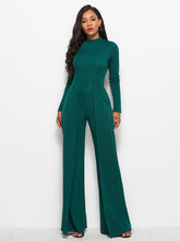 Load image into Gallery viewer, Long Sleeve Mock Neck Wide Leg Jumpsuit
