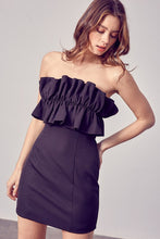 Load image into Gallery viewer, OPEN SHOULDER RUFFLE DETAIL DRESS
