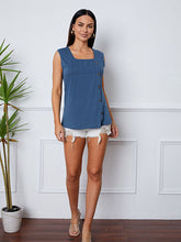 Load image into Gallery viewer, Square Neck Decorative Button Tank
