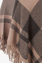 Load image into Gallery viewer, Plaid Turtleneck Fringe Hem Poncho
