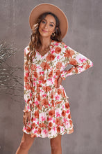 Load image into Gallery viewer, Floral Smocked Tie-Neck Frill Trim Dress
