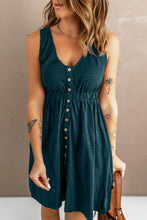 Load image into Gallery viewer, Button Front Empire Waist Sleeveless Slit Dress
