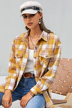 Load image into Gallery viewer, Plaid Button Down Side Slit Shirt Jacket
