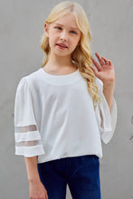 Load image into Gallery viewer, Girls Sheer Striped Flare Sleeve Tee Shirt
