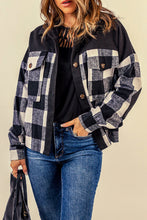 Load image into Gallery viewer, Plaid Button-Up Shirt Jacket with Pockets
