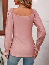 Load image into Gallery viewer, Tie Front V-Neck Puff Sleeve Blouse
