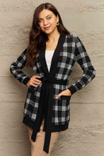 Load image into Gallery viewer, Ninexis Full Size Plaid Tie Waist Pocketed Cardigan
