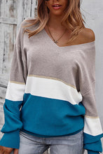 Load image into Gallery viewer, Striped V-Neck Long Sleeve Sweater
