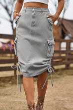 Load image into Gallery viewer, Drawstring Denim Cargo Skirt
