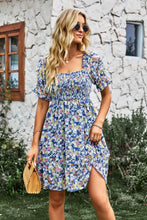 Load image into Gallery viewer, Floral Square Neck Smocked Frill Trim Dress
