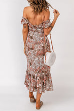 Load image into Gallery viewer, Floral Off-Shoulder Frill Trim Split Dress
