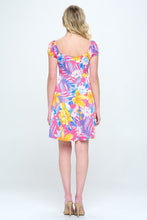 Load image into Gallery viewer, A Line dress with puff sleeve scoop neck tropical
