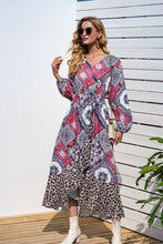 Load image into Gallery viewer, Leopard Ruffle Trim V-Neck Printed Dress
