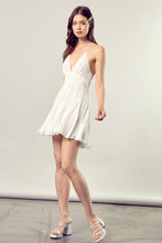 Load image into Gallery viewer, LACE TRIM WITH BACK DRAWSTRING DRESS
