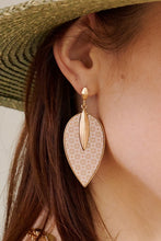 Load image into Gallery viewer, Leaf Shaped Wood Dangling Earrings

