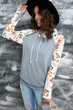 Load image into Gallery viewer, Printed Drawstring Detail Raglan Sleeve Hoodie
