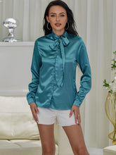 Load image into Gallery viewer, Satin Tied Button-Front Top
