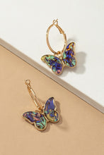 Load image into Gallery viewer, Acetate butterfly dangling on a hoop earrings
