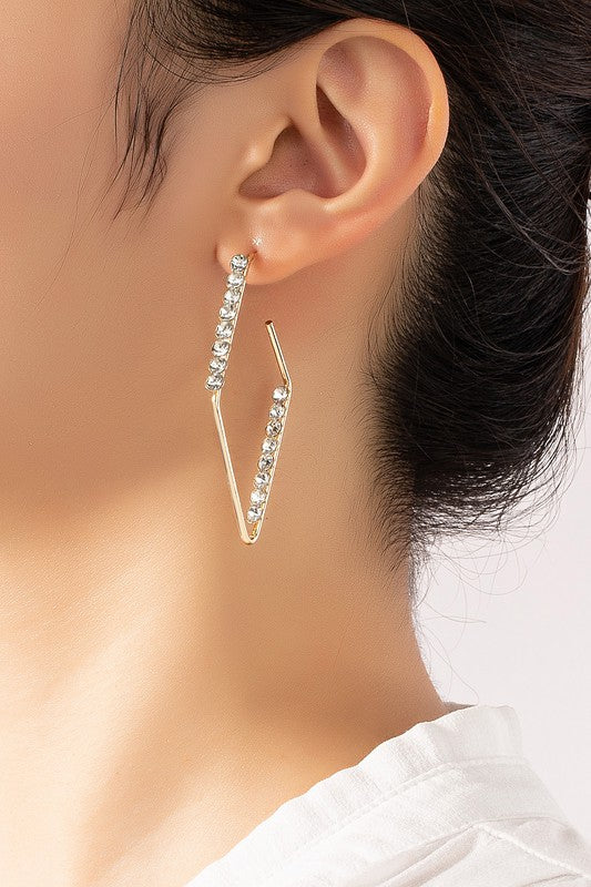 Diamond hoop earrings with  rhinestones