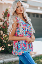 Load image into Gallery viewer, Printed Flutter Sleeve V-Neck Top cf

