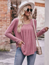 Load image into Gallery viewer, Double Take Pleated Detail Curved Hem Long Sleeve Top

