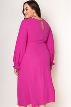 Load image into Gallery viewer, Twist Front V-Neck Flounce Sleeve Dress

