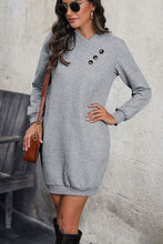 Load image into Gallery viewer, Textured Decorative Button Mini Dress
