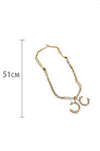 Load image into Gallery viewer, Double C gold plated cz necklaces
