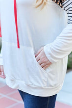 Load image into Gallery viewer, Celeste Design Full Size Leopard Contrast Drawstring Hoodie
