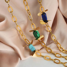 Load image into Gallery viewer, Natural Stone Pendant Titanium Steel Necklace
