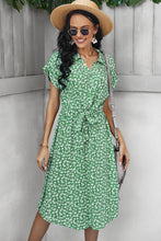 Load image into Gallery viewer, Ditsy Floral Tie-Waist Half Button Dress
