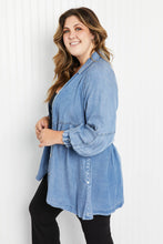 Load image into Gallery viewer, Zenana Sunflower Fields Full Size Chambray Button-Up Swing Tunic
