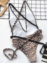 Load image into Gallery viewer, Tied Leopard Plunge One-Piece Swimwear
