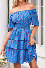 Load image into Gallery viewer, Floral Smocked Short Sleeve Layered Dress
