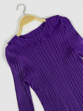 Load image into Gallery viewer, Frill Trim Accordion Pleated Roll Collar Dress
