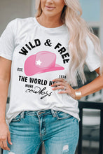 Load image into Gallery viewer, Slogan Graphic Cuffed Tee Round Neck Tee Shirt
