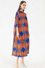 Load image into Gallery viewer, Geometrical Print Accordion Pleated Three-Quarter Sleeve Dress
