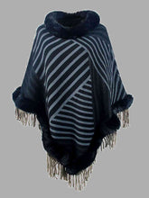 Load image into Gallery viewer, Striped Fringe Hem Poncho
