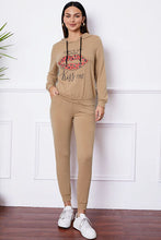 Load image into Gallery viewer, SHUT UP AND KISS ME Lip Graphic Hooded Top and Drawstring Pants Set
