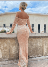 Load image into Gallery viewer, Sequined Off-Shoulder Fishtail Dress
