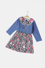 Load image into Gallery viewer, Girls Denim Top and Floral Dress Set
