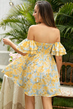 Load image into Gallery viewer, Floral Off-Shoulder Smocked Ruffle Sleeve Dress
