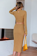 Load image into Gallery viewer, Round Neck Knit Cropped Top and Button Down Skirt Set
