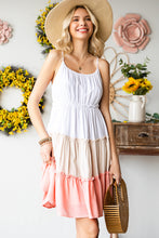 Load image into Gallery viewer, Color Block Frill Trim Spaghetti Strap Dress
