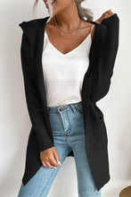 Load image into Gallery viewer, Ribbed Open Front Hooded Cardigan with Pockets
