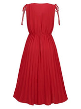 Load image into Gallery viewer, Pleated V-Neck Sleeveless Midi Dress
