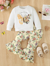 Load image into Gallery viewer, I Will FLY AWAY Butterfly Graphic Tee and Floral Print Flare Pants Kit
