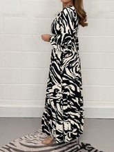 Load image into Gallery viewer, Smocked Printed Flounce Sleeve Maxi Dress
